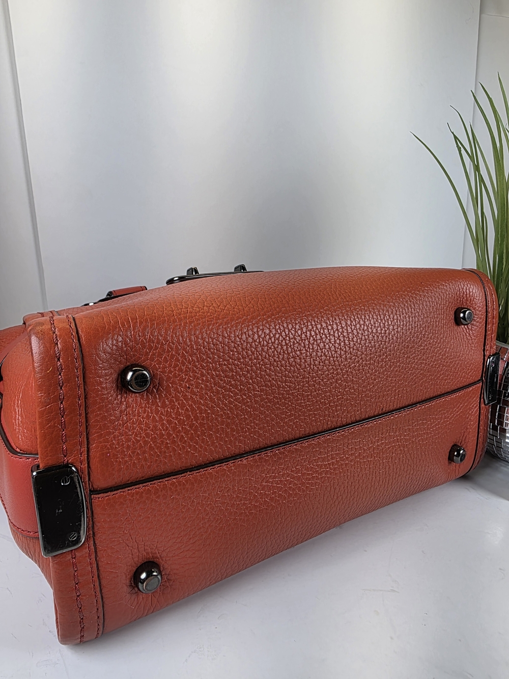 Coach Swager 27 Red Orange Leather Satchel Handbag Crossbody Bag - Picture 8 of 16